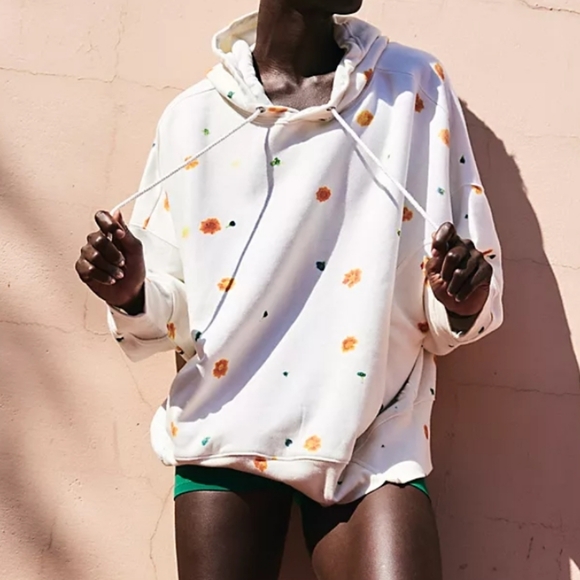 Free People Movent X DYEKWEEN Sprint To The Finish Hoodie In Marigold Combo - Picture 10 of 16